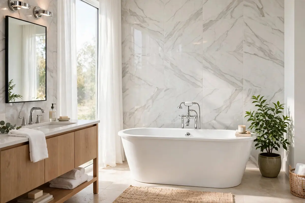 Bright bathroom with sound plumbing fixtures in a Bealeton home