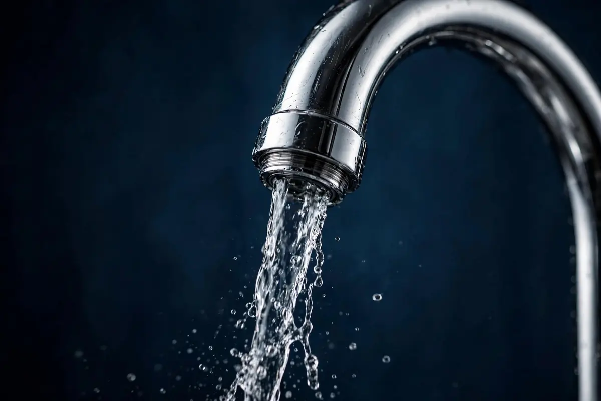 Chrome faucet with clean running water